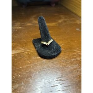 Gold Plated V-Shaped stacker Ring 1 Red Ruby Size 7.5